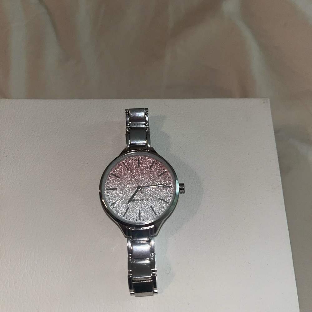 Nine West Silver Glitter Watch